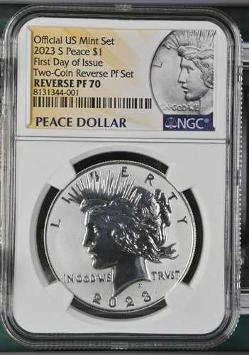 2023-S ピースドル リバース プルーフセット 初日発行 FDOI FDI NGC Rev PF70 ;