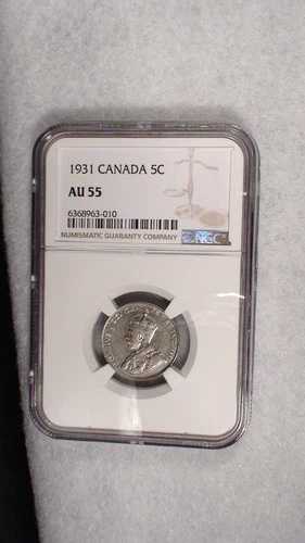 1931 年カナダ 5 セント NGC AU55 未流通 5C コイン、今すぐ販売価格!