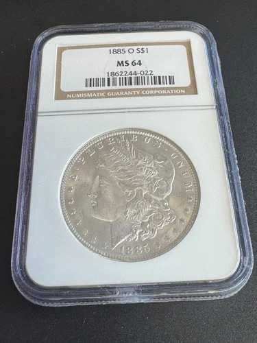 1885-O モーガン銀貨、NGC によるグレード MS 64!