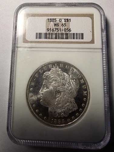 1885-O 1ドルモルガン銀貨 NGC MS-65- ブライトホワイト-オールドホルダー