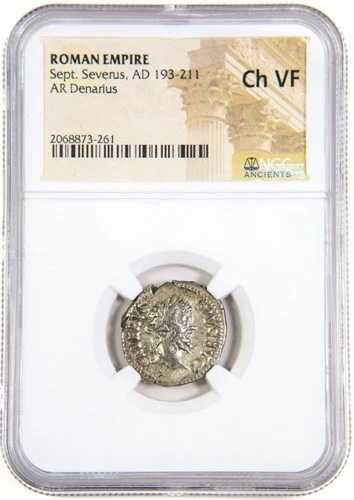 ローマ銀貨 デナリウス・セプティミウス・セウェルス NGC グレード VF (西暦 193-211)