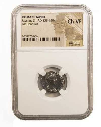 ローマ銀貨デナリウス NGC VF ファウスティナ・シニア（西暦138-140年）古代遺物