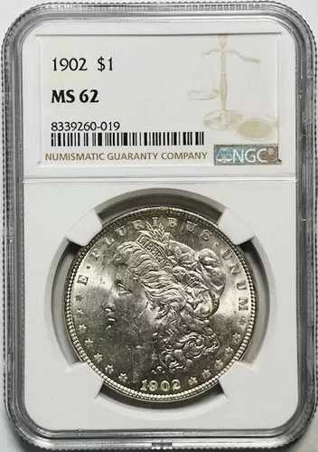 1902年 モルガン銀貨 NGC MS-62