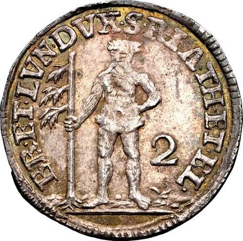 1739年 ドイツ国 ブラウンシュヴァイク リューネブルク カレンベルク ヴィルトマン 2 マリエングロシェン NGC AU58