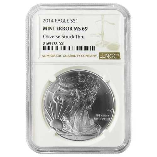 2014年 1ドル アメリカン シルバー イーグル NGC MS69 ミントエラー ブラウンラベル
