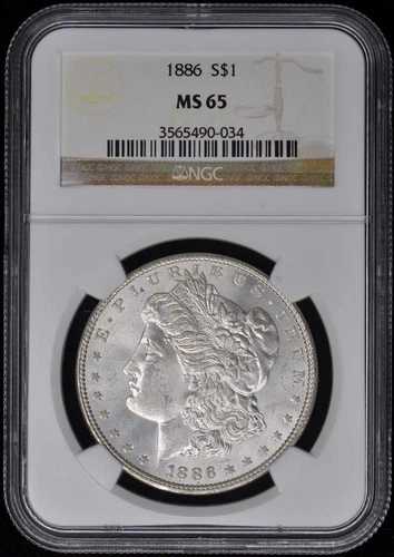 1886年 モルガン・ダラー S$1 NGC MS65