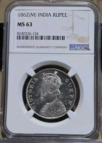 1862年 M インド シルバー ルピー マドラス ミント NGC MS63 58,685円