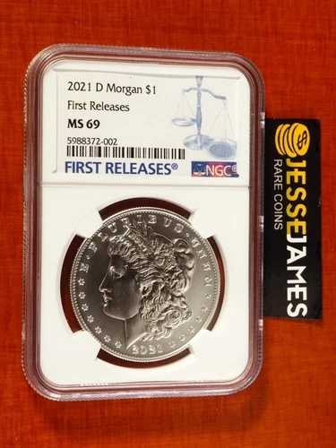 2021年 $1 D シルバー モルガンドル NGC MS69 ファーストリリース ラベル デンバー