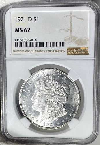 BU 1921-D モルガン銀貨 NGC MS62 ブラストホワイト＆素晴らしい光沢！XLT