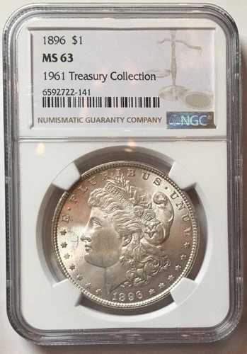 1896年 モルガン銀貨 NGC MS63 裏面に良好な色調 トレジャリーコレクション