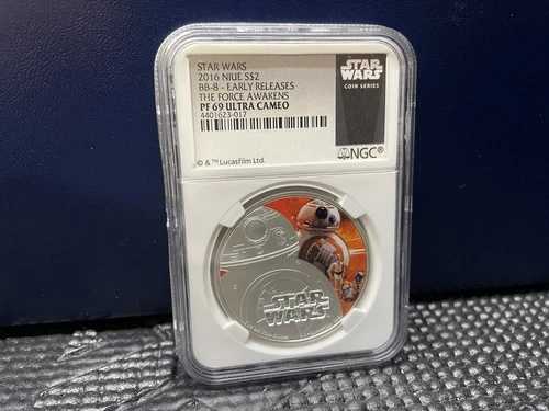 フォースの覚醒 スター・ウォーズ BB-8 2016年 ニウエ 1オンス 銀貨 2ドル NGC PF 69 UC ER