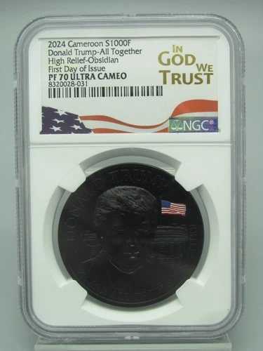 2024年 カメルーン オブシディアン S1000F コイン ドナルド・トランプ - オール・トゥギャザー NGC PF 70