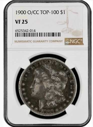 1900-O O/CC NGC VF25 モルガン銀貨 $1 良品！VF 25 非常に良好な状態