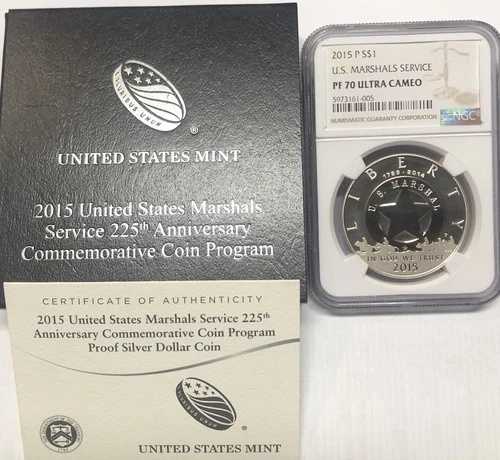 2015年 USマーシャルズ シルバー $1 NGC PF70??完璧な品質??