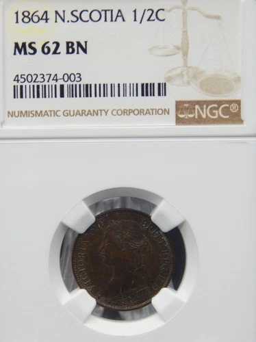 1864 NGC MS62 BN カナダ 1/2セント シルバー #BT-121