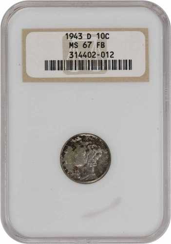 1943-D マーキュリーシルバーダイム MS67FB NGC
