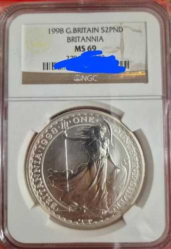 1998年ブリタニア1オンスミントシルバーコイン NGC MS69 58,685円