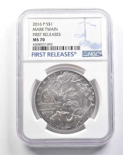 2016-P マーク・トウェイン記念銀貨 初版 MS70 NGC *4891