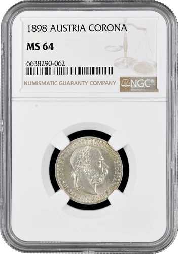 オーストリア コロナ 1898、NGC MS64、「皇帝フランツ・ヨーゼフ1世（1848 - 1916）」