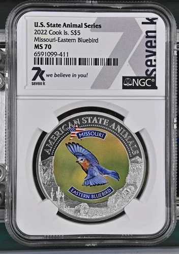州動物 ミズーリ州 ブルーバード 1オンス ミント 7777 7K 金属 2021 .999 シルバー NGC MS70 58,685円