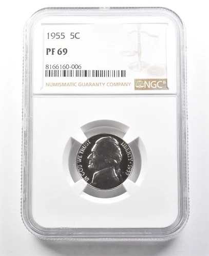 1955年 ジェファーソン・ニッケル PF69 NGC PQ カメオ コントラスト *8032