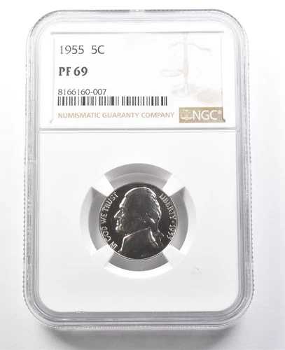 1955年 ジェファーソン・ニッケル PF69 NGC PQ カメオ コントラスト *8031