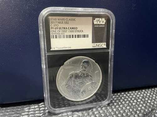 2017年 NIUE S$2 スターウォーズ クラシック C-3PO NGC PF 69 UC 初回生産1500体のうちの1体