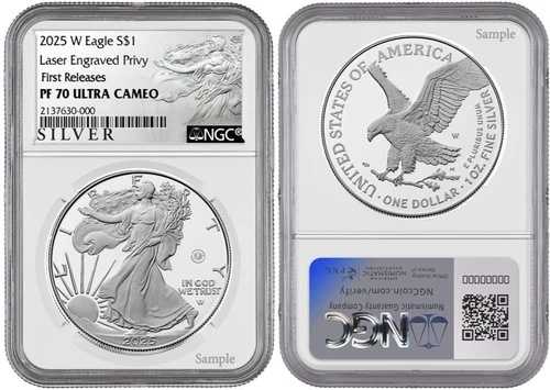 2025 W シルバーイーグル S$1 レーザープリヴィ NGC PF70 UCameo ファーストリリース