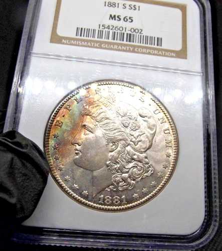 NGC 1881S MS-65 モルガン銀貨。素晴らしい打刻！そしてロスターも良好！カラー