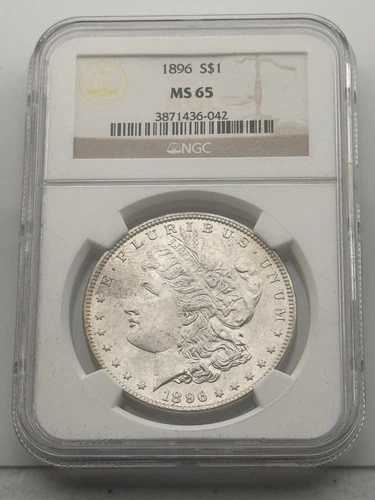 1896 NGC MS 65 モルガン $1 - フロスティ ホワイト、表面はトーン加工! - 公正市場価格以下!