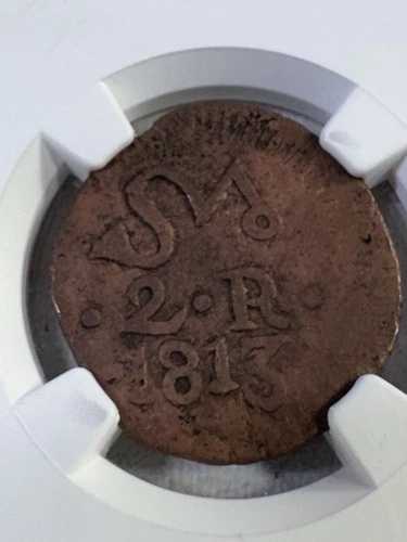 1813年メキシコ2レアルオアハカ/南反乱軍コイン、NGCによるXF 45 BNの評価 58,685円