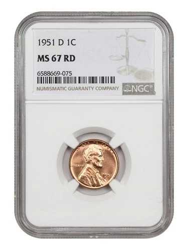 硬貨・ 1951-D 1C NGC MS67RD