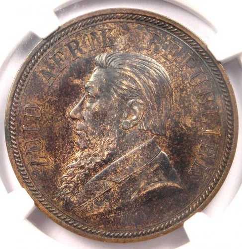 1892 年南アフリカ ザール ペニー KM-2 - NGC MS61 - 希少な BU UNC 認定コイン!