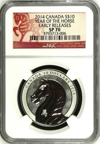 2014年 カナダ 10ドル 午年 シルバー NGC SP70 ER - POP 7 レア！????