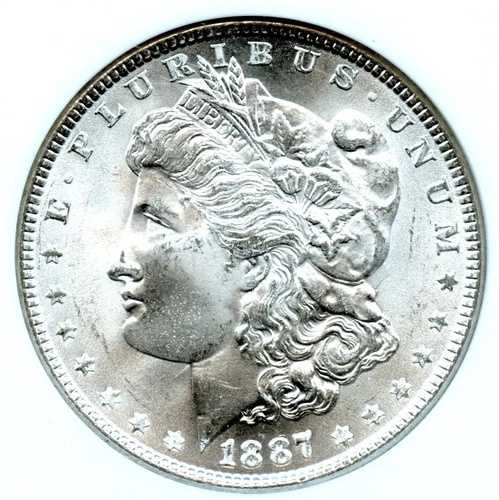 1887年モルガン・ダラー、NGC MS65