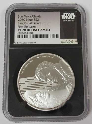 2020年 ニウエ $2 NGC PF70 スターウォーズ クラシック ランド・カルリジアン UCAM FR 1オンス .999 シルバー
