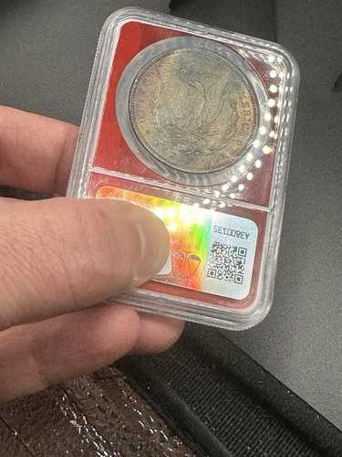 1887年 モルガン銀貨 NGC レッドスラブ MS-63 モンスターレインボートナー ??