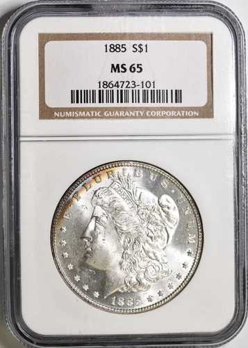 1885年 モルガン・ダラー MS 65 NGC 90% 銀 1ドル 未流通米国コイン コレクターズアイテム