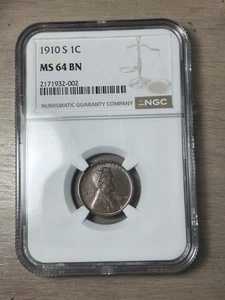 1910-S リンカーン・ウィート・セント NGC MS64BN 1セント キー サンフランシスコ 日付 ニアジェム BU
