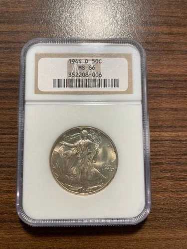 1944-D ウォーキング・リバティ・シルバー・ハーフドル 50セント NGC MS 66 ウォーカー