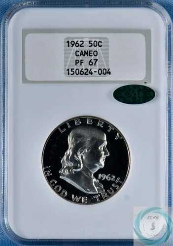 1962 年フランクリン ハーフ ダラー NGC PF 67 カメオ (CAC 付き) - オールド ファッティのクラシック カメオ!