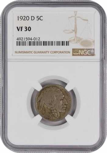 1920-D バッファローニッケル VF30 NGC