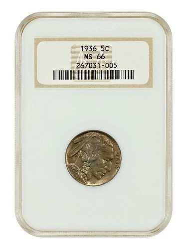 1936 5C NGC MS66 (OH) - バッファローニッケル