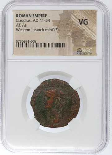 クラウディウス AE ローマ帝国青銅貨 西暦41～54年 - NGC VG