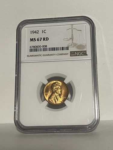 1942年 (P) リンカーン・ウィート・セント NGC MS67RD MS67 レッド