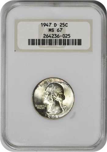 1947-D ワシントン銀貨 25セント MS67 NGC