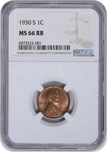 1930-S リンカーン セント MS66RB NGC