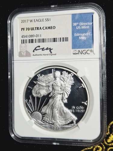 美しいアメリカン シルバーイーグル 2017 W NGC PF70 ウルトラカメオ - エドマンド・モイ