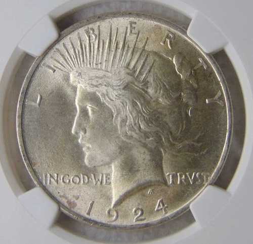 1924 年シルバーピースドル、NGC MS65、素晴らしいコイン!!!