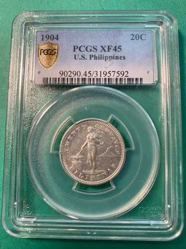 アメリカ・フィリピン 20センタボ 1904-P セミキーデイト PCGS XF 45